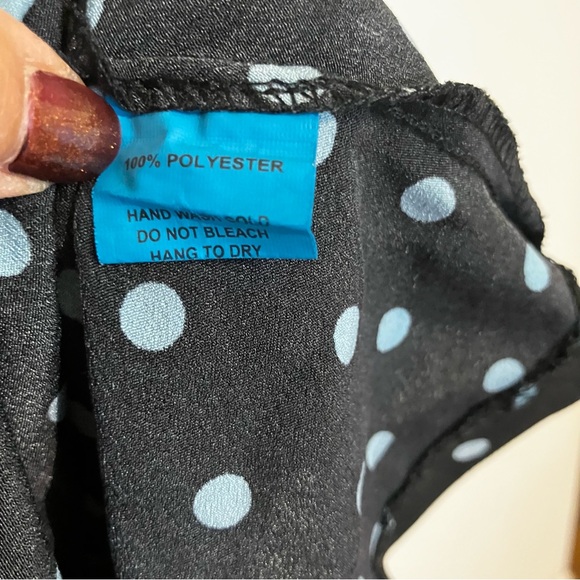 Unique Vintage Black & Blue Polka Dot Maxi Dress Size S/4 - Picture 4 of 6